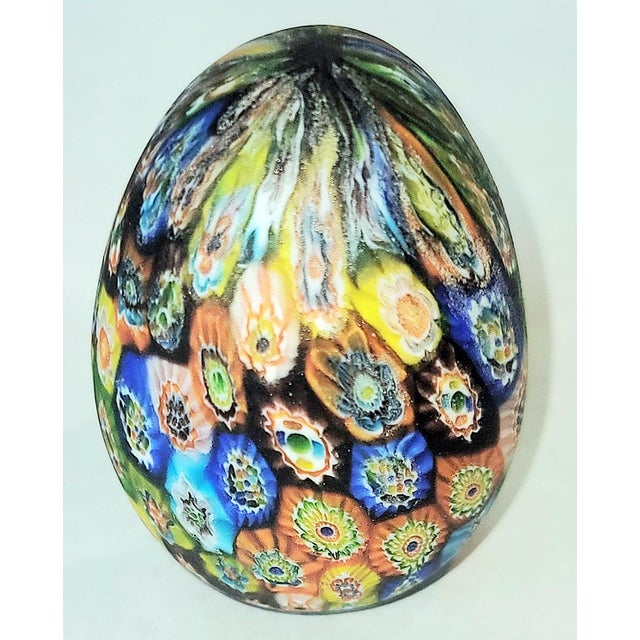 1970s Murano Glass Mille Fiore Egg Paperweighti For Sale - Image 4 of 7
