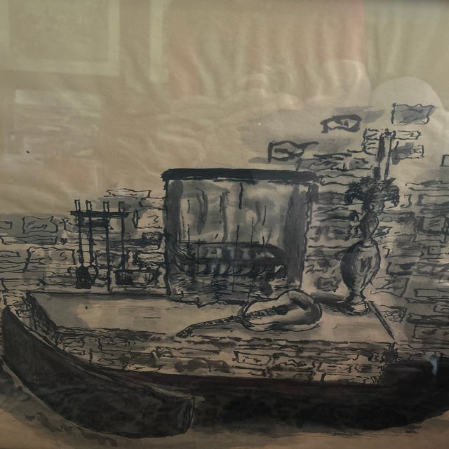 Likely a WPA (Work Projects Administration) for artists during the depression; dramatic heavy lines of charcoal and ink;...