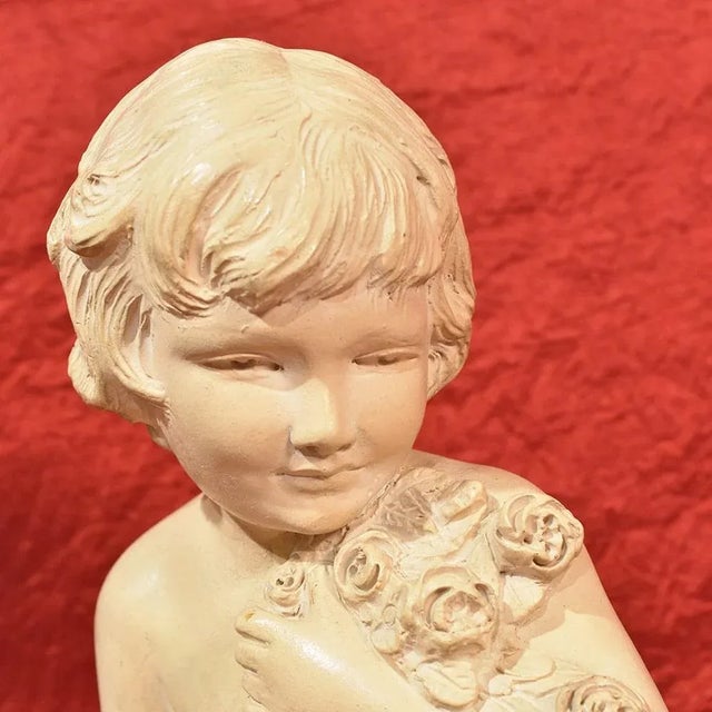 Ceramic Art Deco Terracotta Sculpture of Two Children Playing, 20th-Century For Sale - Image 7 of 12