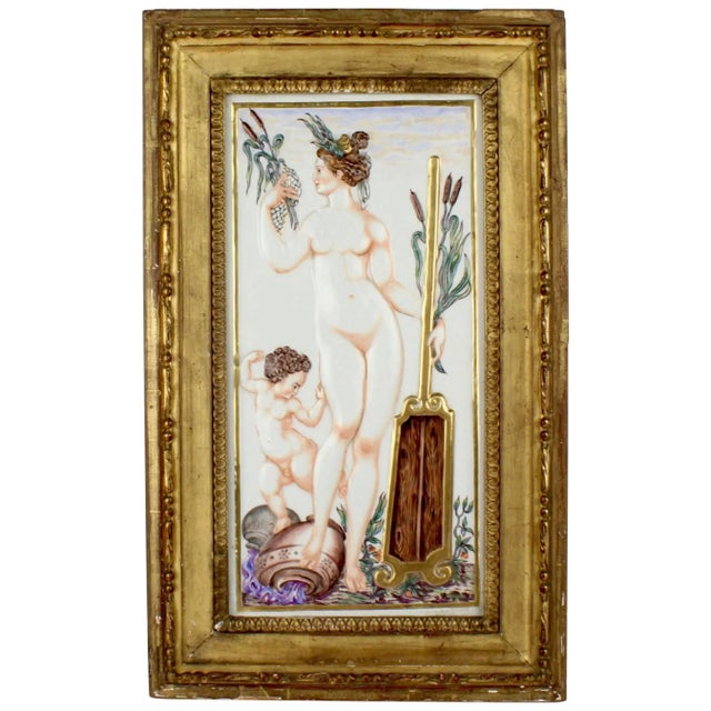 Large Antique Capodimonte Porcelain Plaque of a Naiad or Water Nymph For Sale - Image 11 of 11