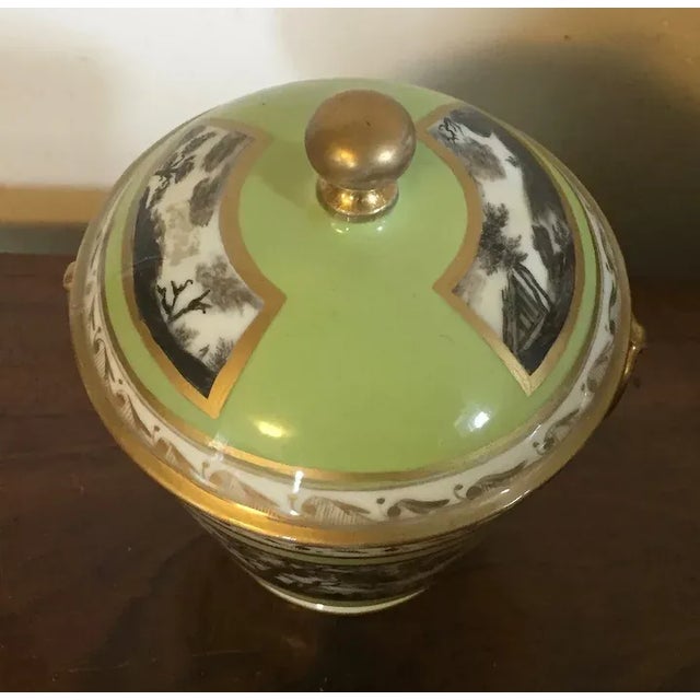 19th Century 1800 Antique Paris Porcelain Sucrier Decorated with en Grisaille Landscape For Sale - Image 5 of 13