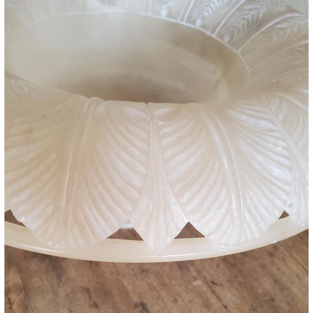 Italian Large Vintage Alabaster Carved Round Pedestal Bowl Italian by Ali For Sale - Image 3 of 12