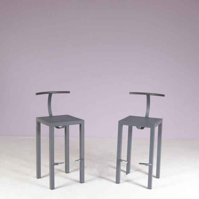 A distinctive piece from the 1980s, the Sarapis bar stool was designed by Philippe Starck for Driade, Italy. with its...