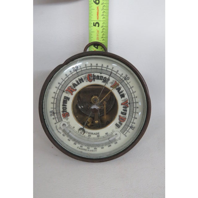 German Aneroid Barometer Centigrade Fahrenheit Metal Hanging Weather Dial 4489b For Sale - Image 10 of 15