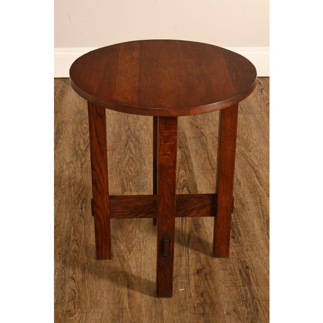 Arts And Crafts Style Round Oak Lamp Table For Sale - Image 14 of 18