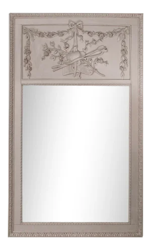 Grey Painted Louis XVI Style Trumeau Mirror