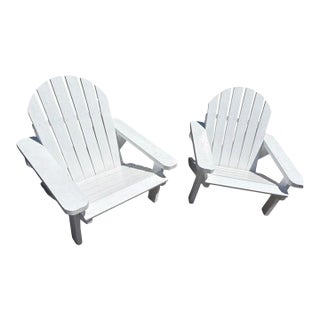 Pair of White Painted Adirondack Chairs -Pair For Sale