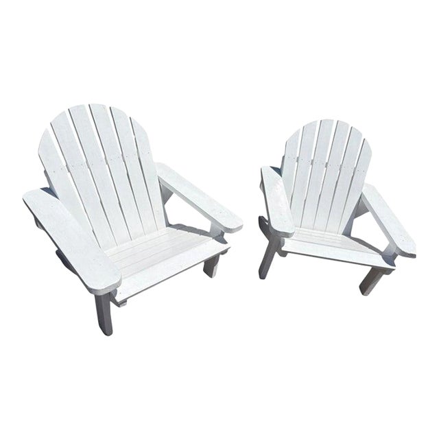 Pair of White Painted Adirondack Chairs -Pair For Sale