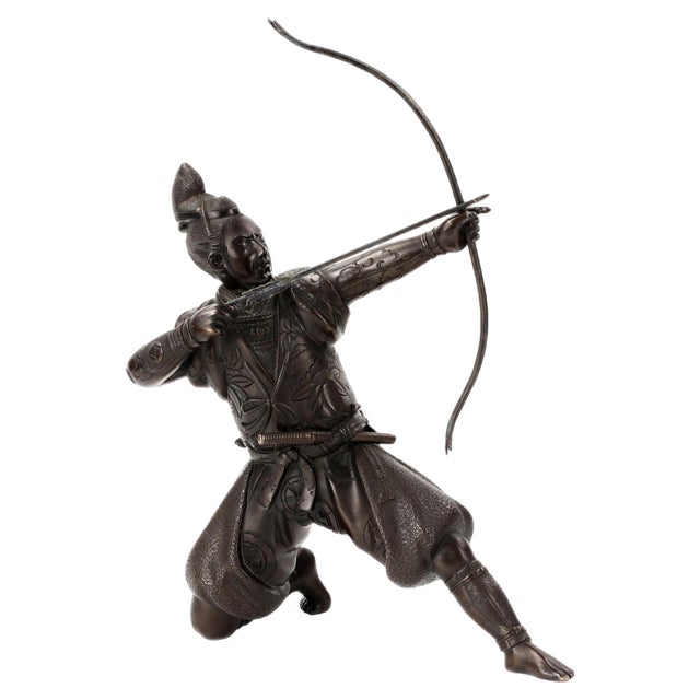 Japanese Bronze Figure of Samurai Archer, 1800s For Sale