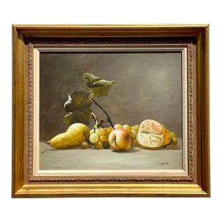 Vintage Boho Original Still Life Oil Painting on Canvas For Sale