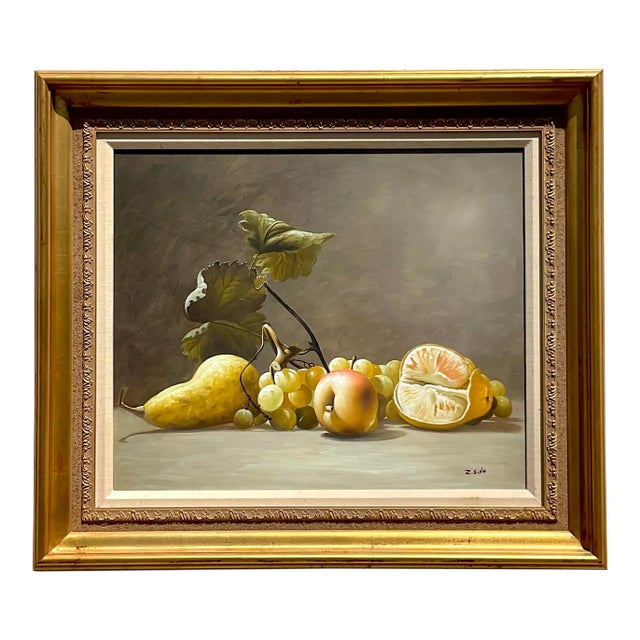 Vintage Boho Original Still Life Oil Painting on Canvas For Sale