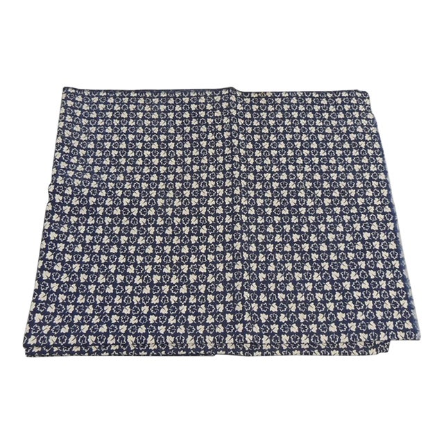 Vintage Blue and White Printed Fabric Panel For Sale