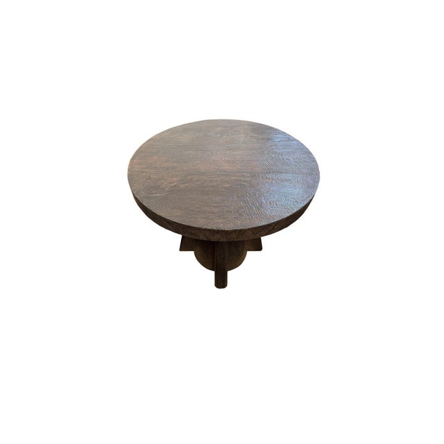 Sculptural Suar Wood Round Table, Espresso Finish For Sale - Image 4 of 5