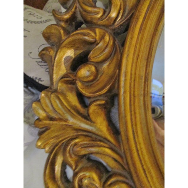 Carved Oval Gold Frame Mirror For Sale In Miami - Image 6 of 10