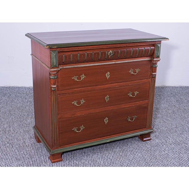 Small Antique Painted Pine Chest of 4 Drawers, Late 19th Century For Sale - Image 9 of 9
