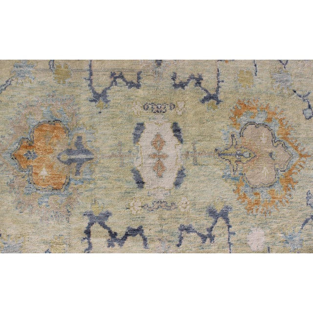 Green Long Oushak Rug in Light Green by Keivan Woven Arts 10'9 X 16' For Sale - Image 8 of 10
