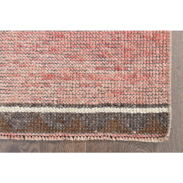 1970s Turkish Oushak Handmade Wool Cotton Pink Runner Rug For Sale - Image 10 of 11