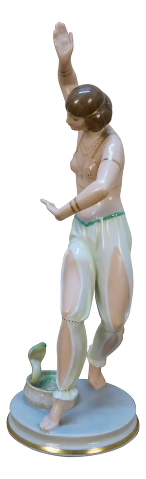Antique Rosenthal Gustav Oppel Salambo Porcelain Snake Charmer Figurine 11"
