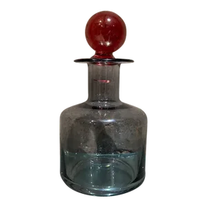Smoke Glass Decanter Red Stopper Attributed to Holmegaard