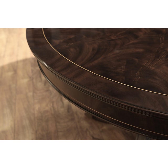 Round to Oval Dining Table in Dark Walnut Finish, With Self-Storing Leaf. An Ap Exclusive by AntiquePurveyor For Sale - Image 9 of 15