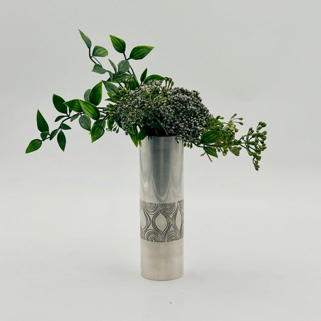 Optical Metal Vase by Atelier Des Orfèvres, Italy, 1970s For Sale - Image 10 of 13