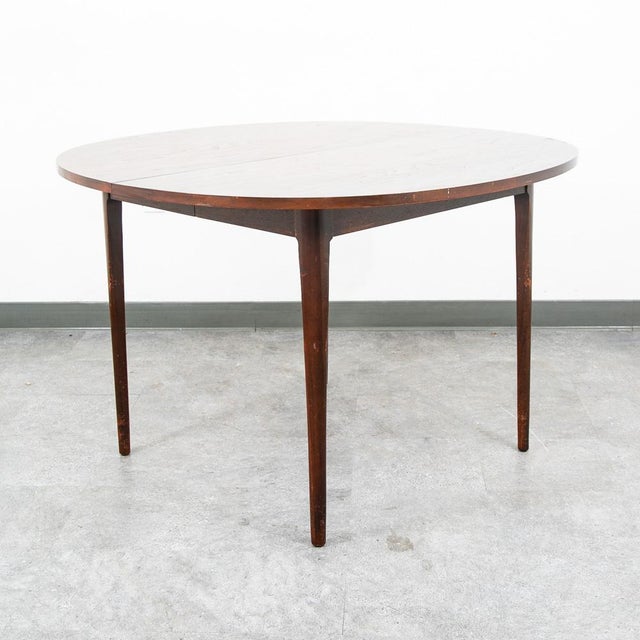 Mid Century Modern Dining Table Round Oval Drexel Declaration Round Kipp Stewart Leaf For Sale - Image 4 of 12