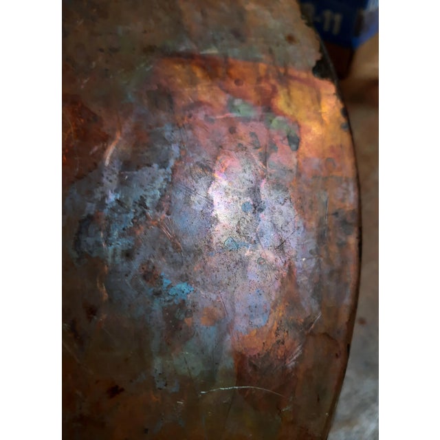 Copper Hand Hammered French Copper XXXL Pan Brass Handles For Sale - Image 8 of 17