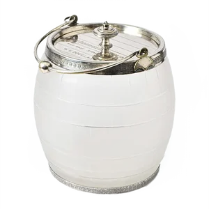 Antique Silver-Plated Barrel Biscuit Box, 1887
