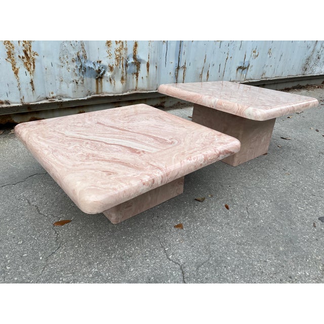 A Pair of Post Modern Faux Marble Resin Nesting Tables. Circa 1980s For Sale - Image 9 of 12
