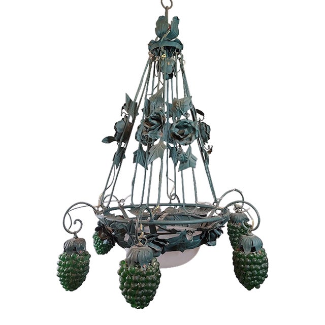 Mid 20th Century Green Grape Hanging Light Fixture For Sale