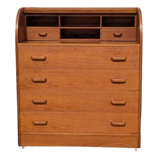 Mid-Century Danish Teak Roll-Top Desk by Egon Ostergaard, 1970s For Sale