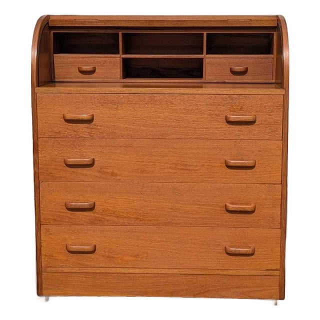 Mid-Century Danish Teak Roll-Top Desk by Egon Ostergaard, 1970s For Sale