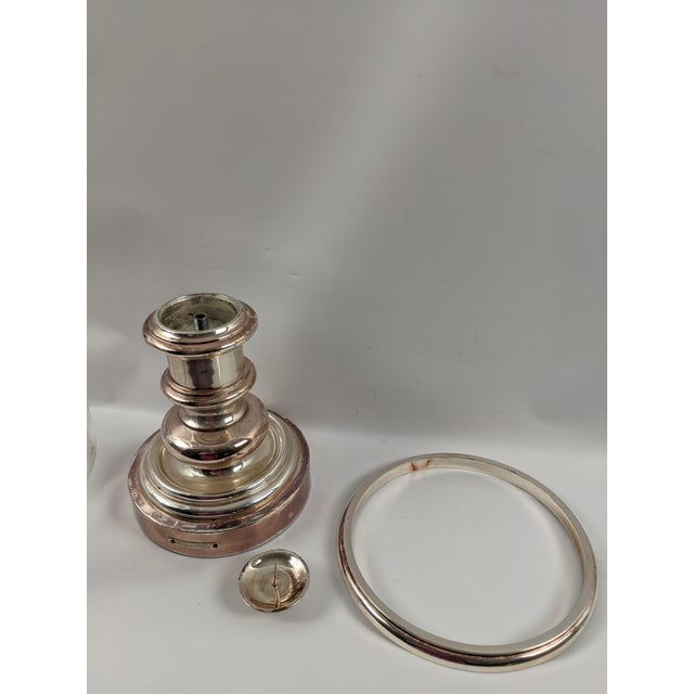 Ralph Lauren Home Silver-Tone Metal & Cut-Pattern Glass Hurricane Candle Holder For Sale In New York - Image 6 of 13