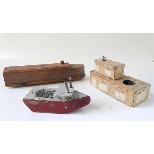 Vintage Collection Folk Art Handmade Boats & Train - Set of 3 For Sale - Image 4 of 8