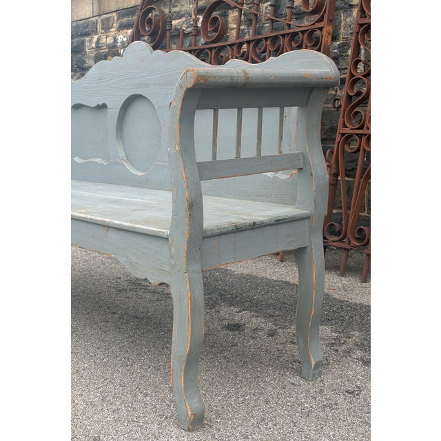 1910s Pine Painted Bench or Settle For Sale - Image 5 of 18
