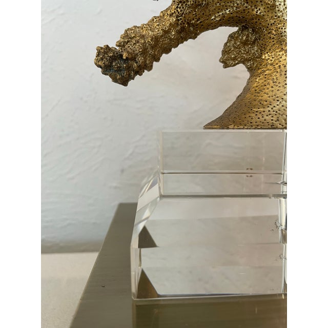Black Hollywood Regency Gilt Gold Coral Table Lamp With Black Shade For Sale - Image 8 of 9