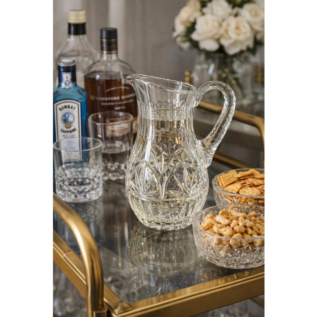 American Antique American Brilliant Cut Crystal Pitcher Hobstar Pattern For Sale - Image 3 of 12