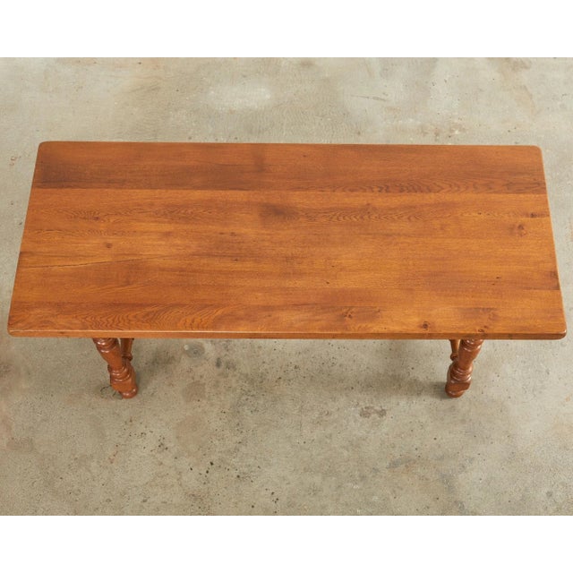 Early 20th Century Country French Provincial Oak Farmhouse Trestle Dining Table For Sale - Image 5 of 13