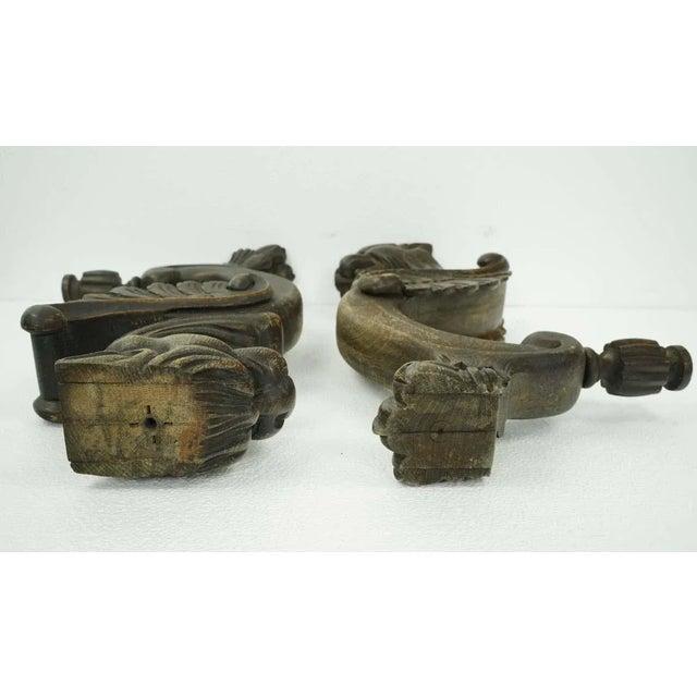 Pair of Mid 20th Century Pine Wood Griffins Furniture Carvings For Sale - Image 12 of 12