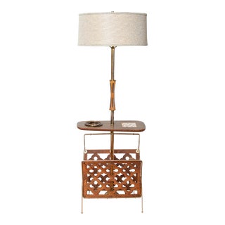 Vintage Floor Lamp With Table and Magazine Rack For Sale