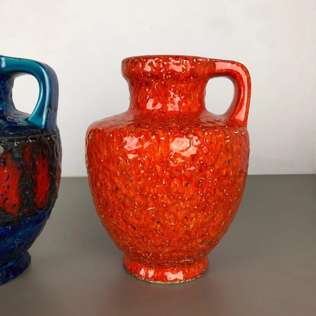 1960s Multi-Colored Fat Lava Op Art Pottery Vase from Bay Ceramics, Germany, Set of 2 For Sale - Image 5 of 18