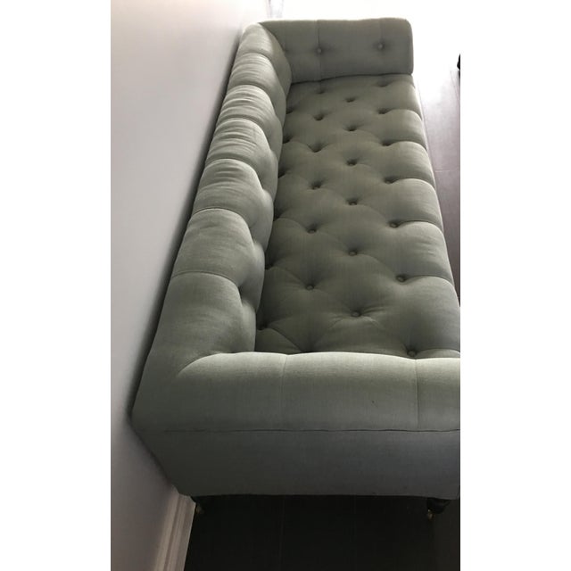 Custom Light Blue Tufted Settee Chairish