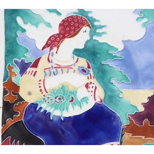 Kanakovska faience factory, faience, relief, colored glaze. Model author Pressman. S.B. 27 cm