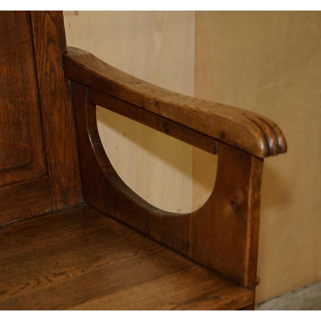 Set of Antique English Carved Oak Armchairs with Armorial Crest Coat of Arms, 1860 For Sale - Image 16 of 18