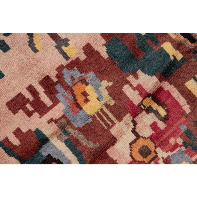 Vintage Handmade Lilihan Rose Floral Wool Rug 4'6" X 7'5" For Sale - Image 10 of 11