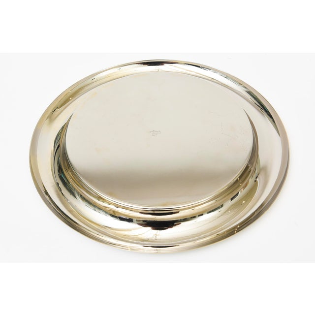 Brown Vintage Italian Nickel Silver and Brown Enamel Round Tray 70's For Sale - Image 8 of 9
