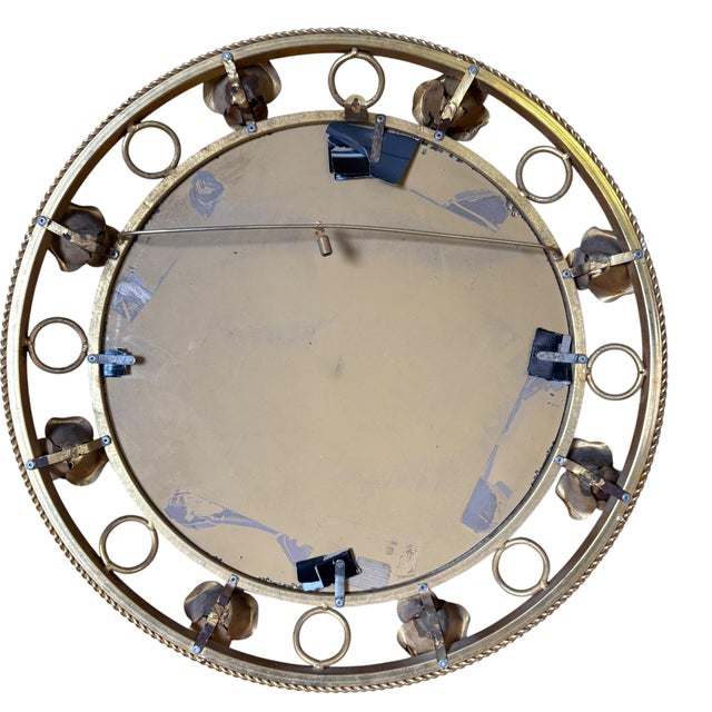 Vintage Italian Round Sunburst Mirror, 1960s For Sale - Image 4 of 9