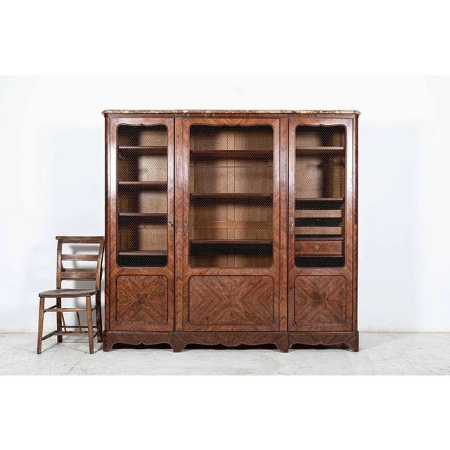 19th Century French Walnut Armoire or Bookcase For Sale - Image 15 of 17