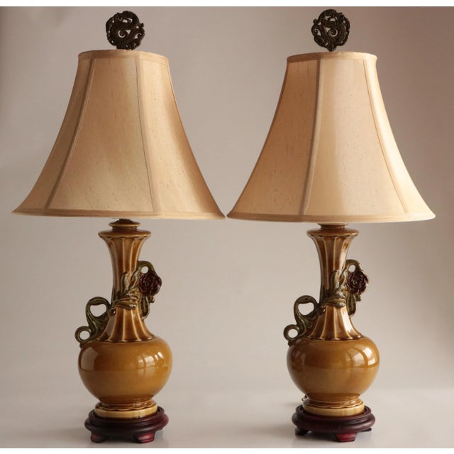 Cream 1940s Chinoiserie Table Lamps - a Pair For Sale - Image 8 of 8