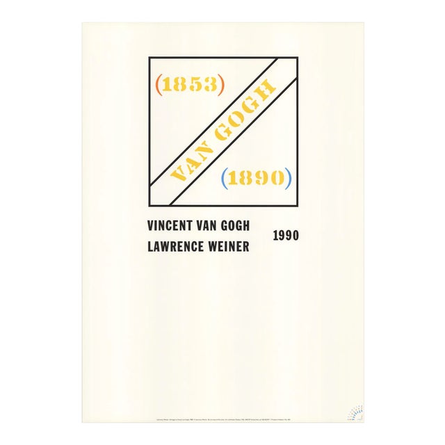 1990 Lawrence Weiner 'Homage to Vincent Van Gogh' Contemporary Blue,Yellow Netherlands Offset Lithograph For Sale